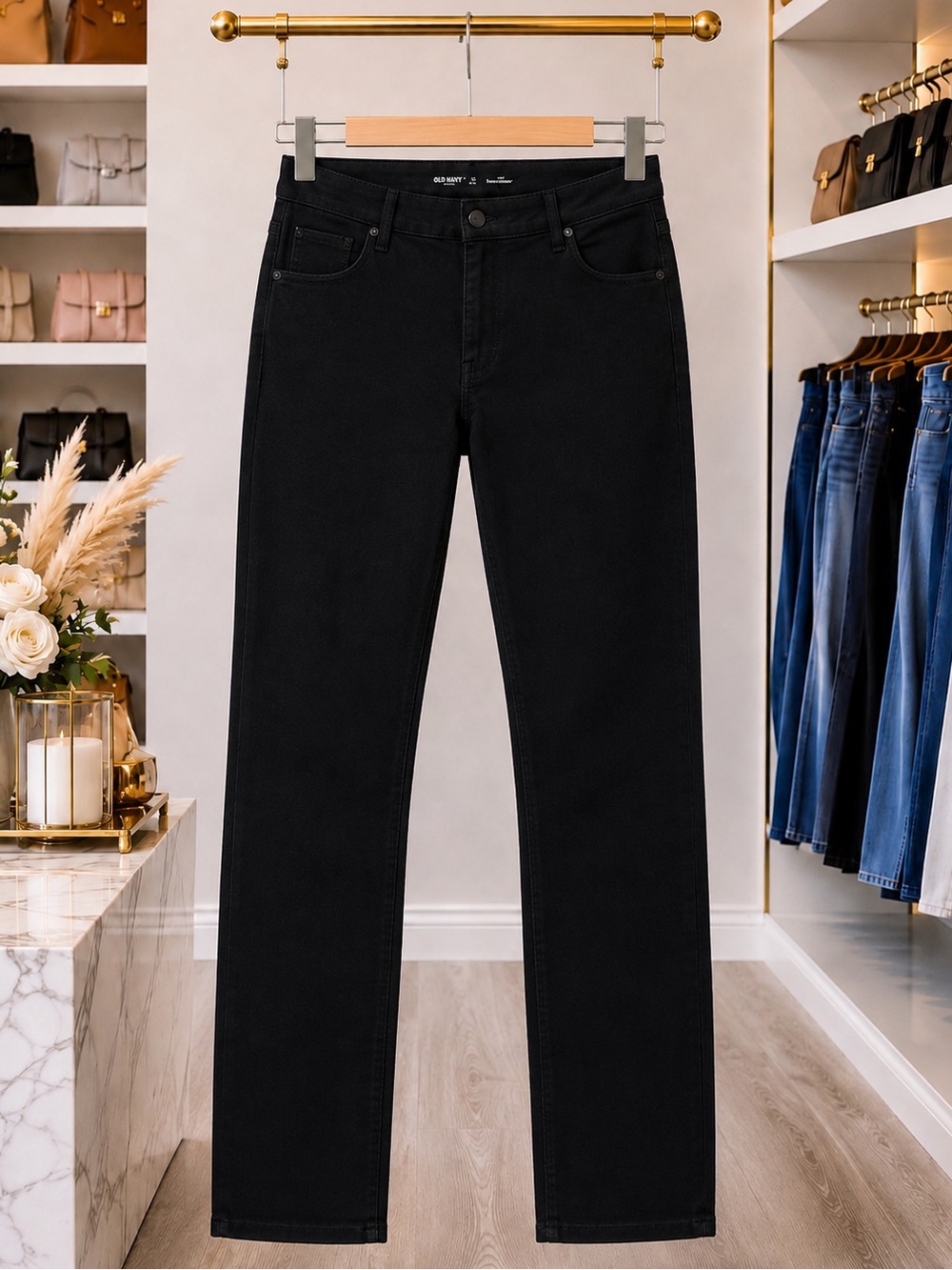 💥3/$50 EUC Old Navy Black Wow Straight Classic Straight Leg Pants Jeans | Sz 18